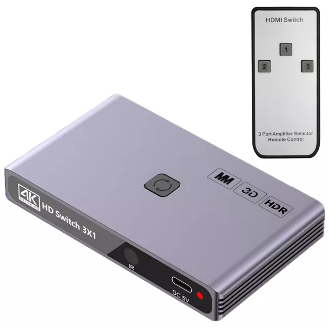 MMOBIEL 4K@60Hz HDMI Switch 3 in 1 Out- Bidirectionnel - HDMI Hub Télécommande