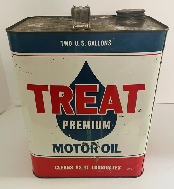 VINTAGE TWO Gallon Treat Motor Oil Can, Wright Oil Co. Union NJ 120.00