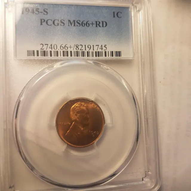 1945-S   RED PCGS MS-66+ Plus  Red  Lincoln BU   coin uncirculated cent