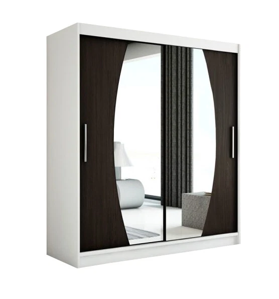 ARMOIRE DE CHAMBRE 2 portes avec miroirs coulissantes GLOBE150 Blanc