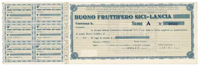 Buono Fruttifero S.i.c.i. Lancia Torino Sup