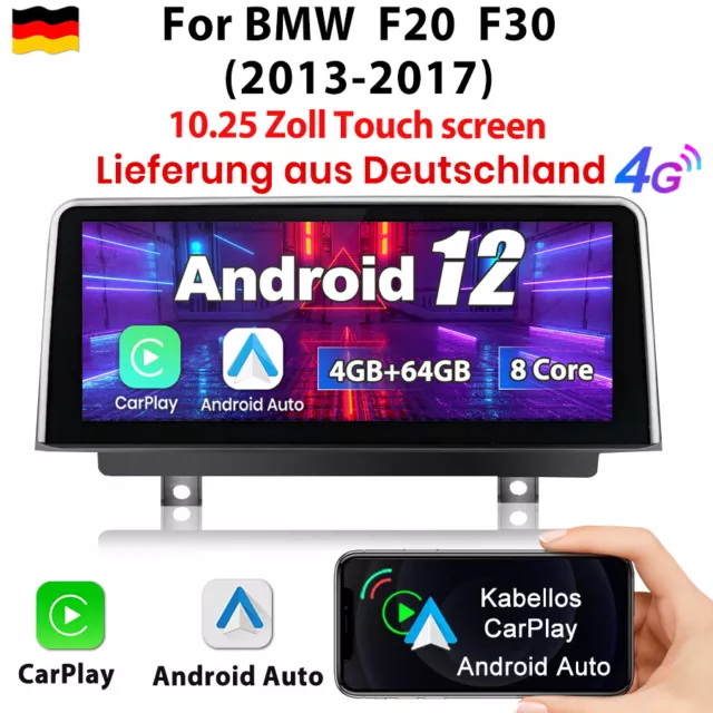 10.25"Android 12 Autoradio Carplay Für BMW F20 F30 13-2017 GPS Nav WIFI BT 4+64G