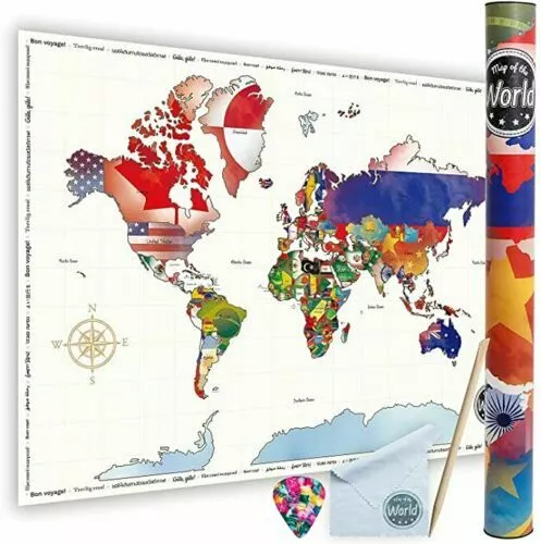 🎄🌎 Large Scratch Off Map Of The World 🗺 🌍 🌟Amazing Quality 250 GSM 🎄 2