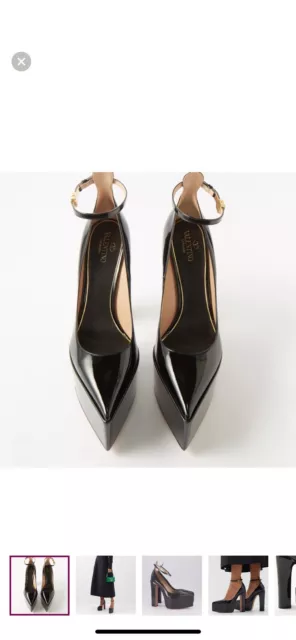 Valentino Garavani Tan-Go Black Patent Leather Platform Pump Size 36.5/ 6