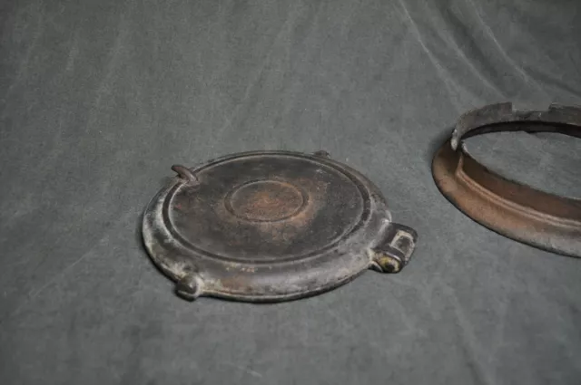 1889 Antique Cast Iron Waffle Maker Size 8-9 W/ Base, Diamond Pattern, Black 2