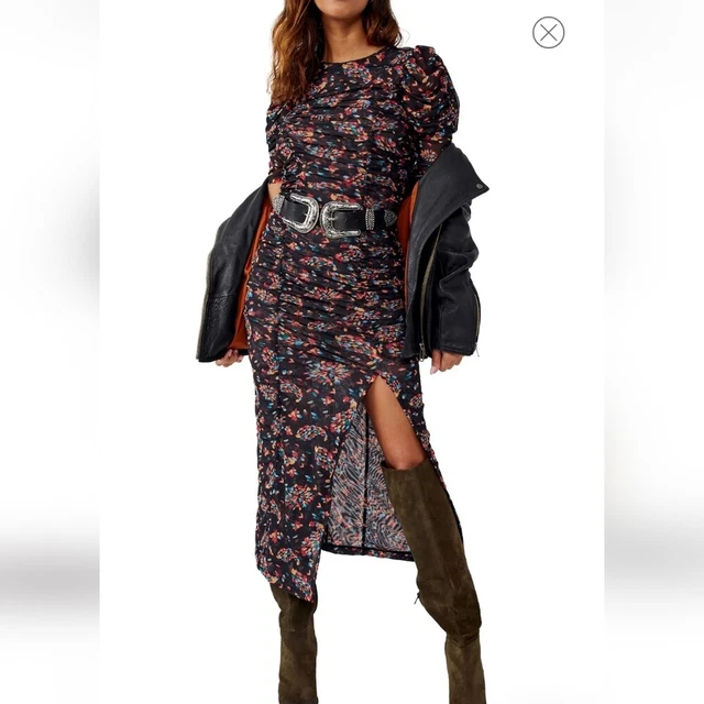 Free People Briella Ruched Dress - Twilight Combo