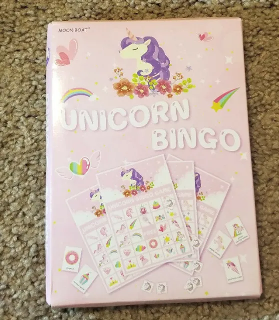 NEW! Unicorn Bingo Game Party Supplies - Moon Boat