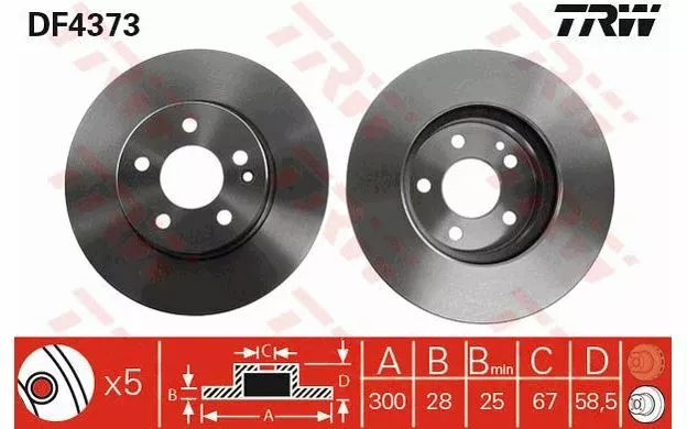 2x TRW Bremsscheiben vorne belüftet 300mm für MERCEDES-BENZ V - KLASSE DF4373