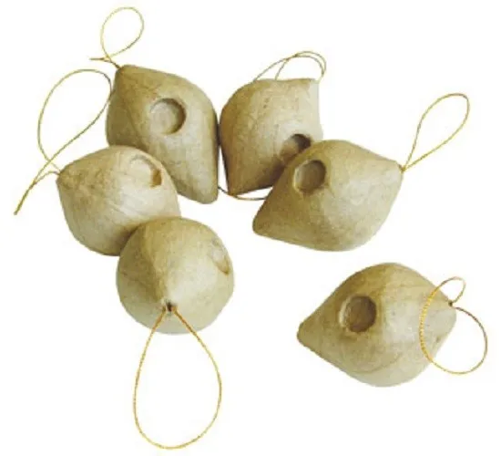 DecoPatch Packung mit 6 Tannenzapfen mit Schnur Pappmache Figur Rohling Zapfen
