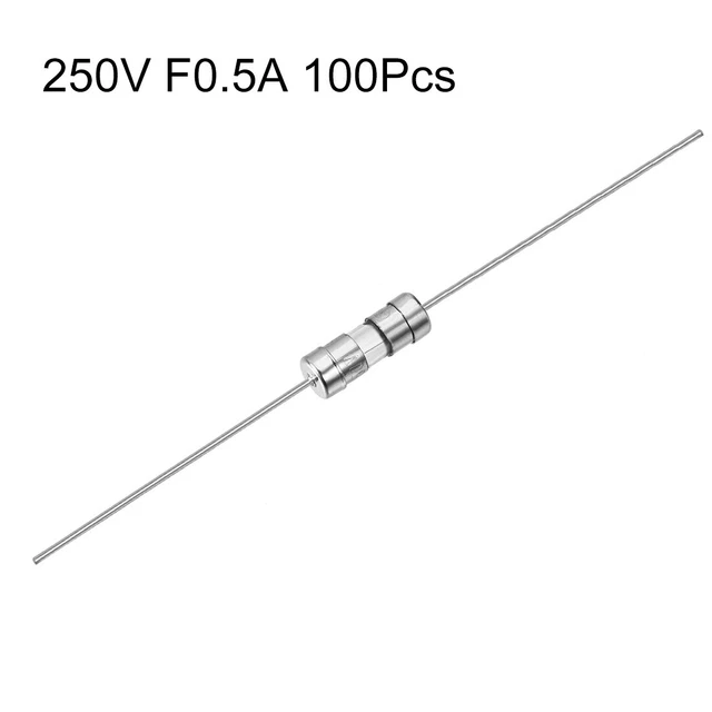 Coup rapide Fusible Axial Fil Verre Fusibles 3.6mm x 10mm 250V F0.5A 100Pcs 3