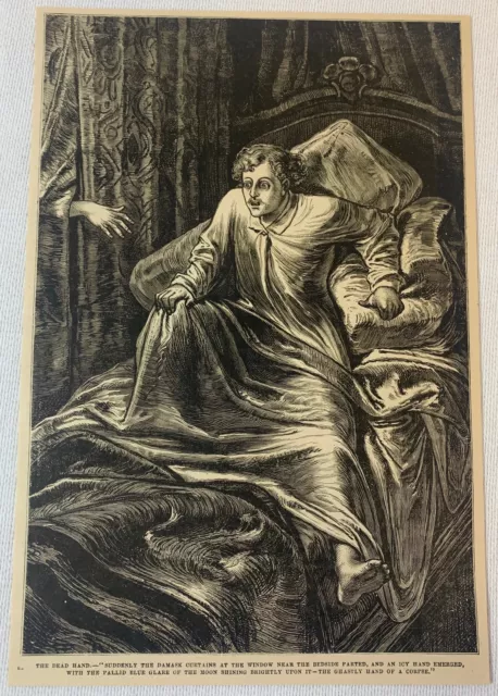 1880 Revista Grabado ~ Fantasmal Mano de Una Cadáver