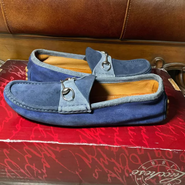 Gucci Blue Men's Horsebit Suede Driver Sz 10