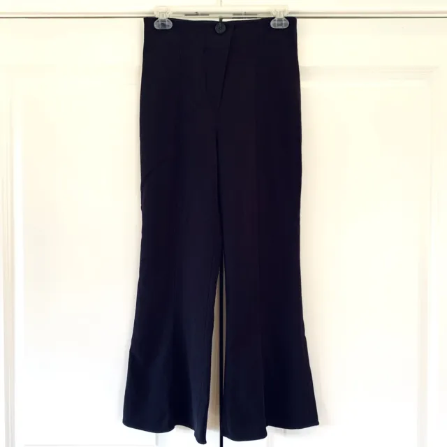 Cushnie Et Ochs Sz 4 High Rise Trouser Pant Navy Flare Leg Ankle Crop Small