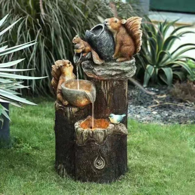 Resin squirrel Family Patio Fountain Garden Decoration Landscape Garden ornament