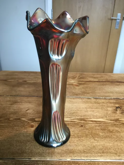 Fenton - Carnival Glass Iridescent Rib Vase
