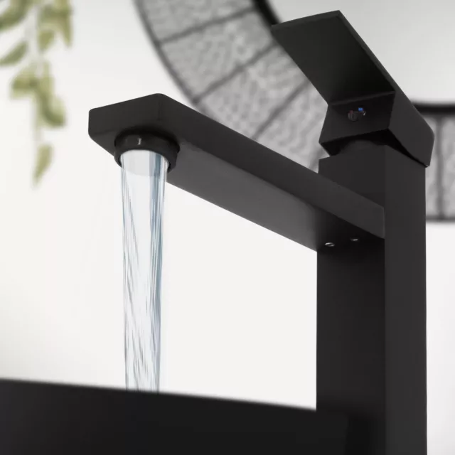 Grifo mezclador frío/caliente cuadrado alto de latón negro para lavabo/fregadero