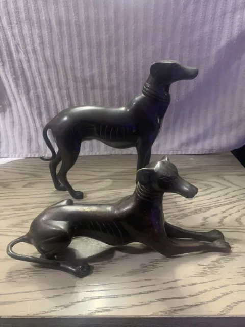 Dog Figurines Greyhound Bronze Statue Bronze Metal Whippet Vintage Decor
