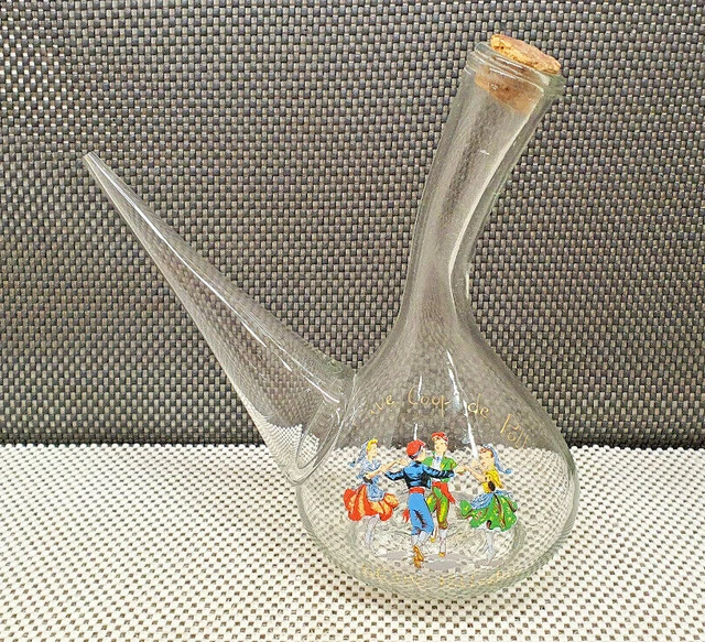 Ancienne Bouteille Carafe En Verre Soufflé - Cave Coop Pollestres - Danseurs