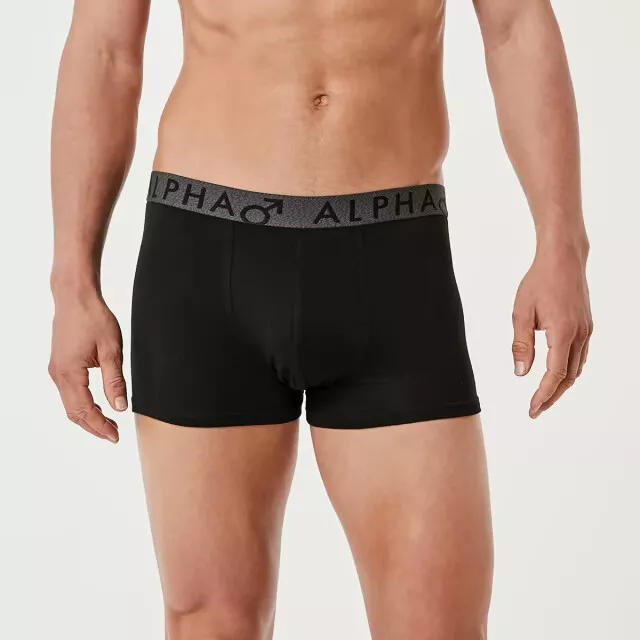 Alpha Mens Premium Cotton Waistband Trunks 5 Pack Underwear Black Sizes S-3XL 2