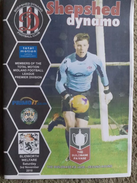 Shepshed Dynamo V Blidworth Welfare Football Programme FA Vase 2nd Round...