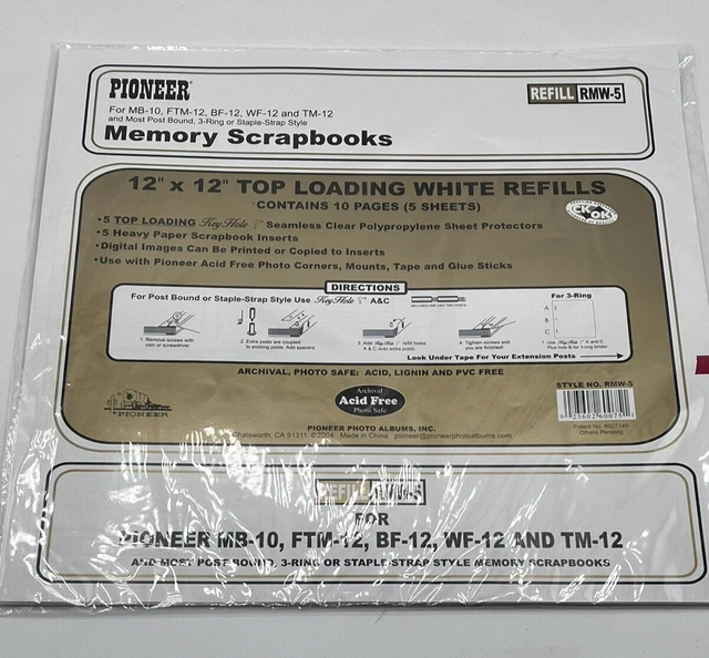 "Protectores universales de página de carga superior Pioneer 5/paquete-12""X12"" (con inserciones blancas)
