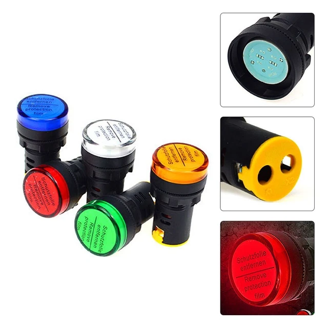 Plastic Power Signal-Lamp-22mm LED Pilot Light Indicator-Panel-Mount - 220V NEW