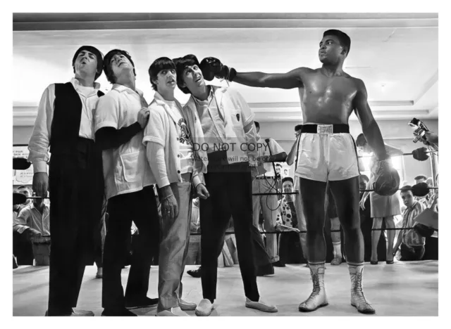 Muhhamed Ali & The Beatles At Training Camp Joke 5X7 B&W Photo