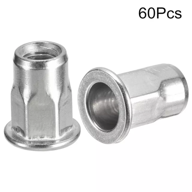 60Pcs 304 Stainless Steel Half Hex Body Nuts M4 M5 M6 M8 Threaded Insert Nuts