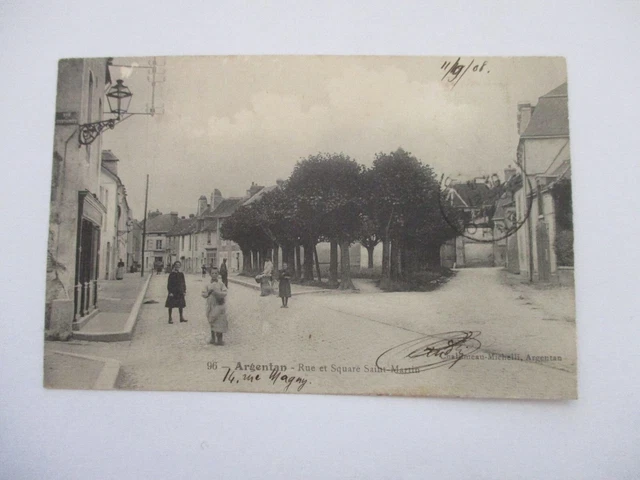 Cpa Orne 61 Argentan Rue Et Square Saint Martin