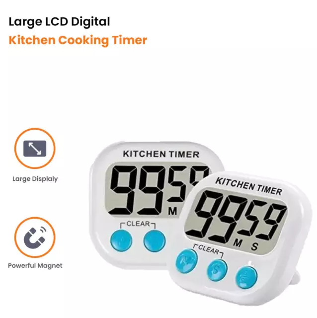 Temporizador de cocina digital LCD grande cuenta atrás reloj alarma fuerte 2