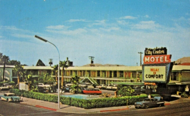 Vintage Las Vegas Motel Business Card City Center Fremont St Tom Franklin 1950s