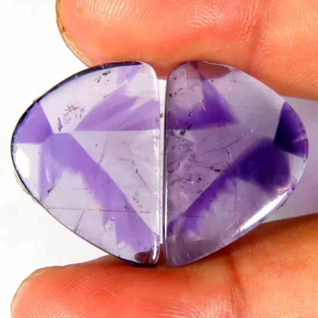 22.95Cts. 100%Natural Purple Amethyst Star Fancy Pair Cab 15x22x4mm Top Gemstone