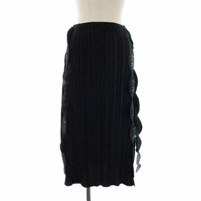 PLEATS PLEASE Issey Miyake Pleated Skirt Mimore Long Flare Easy Logo Cutting