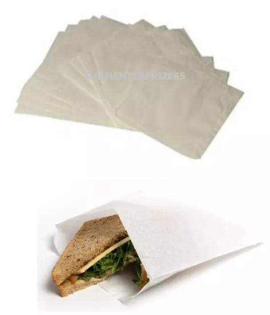 Fettfeste Papiertüten 7x7,75"", 8,5x8,5"" &10X10"" Scotchban WhiteFood Takeaway Tasche 2