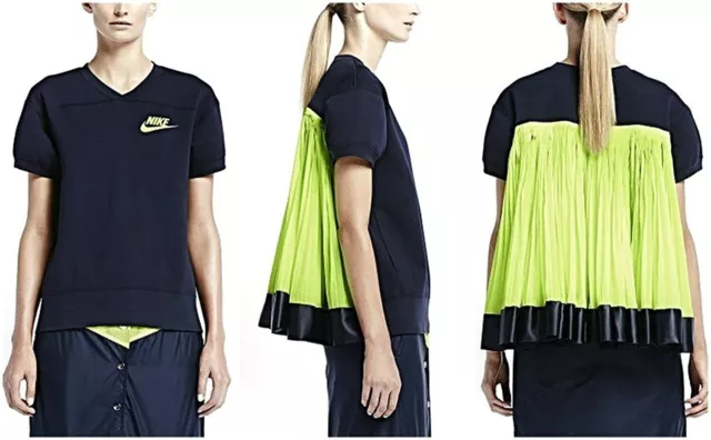 Nike Nikelab X Sacai Short Sleeved Sweater Top Shirt 716923 451 Rare Navy M
