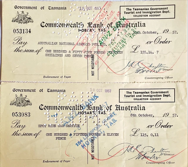 1957 COMMONWEALTH BANK of Australia Cheque (H) EUR 4,82 - PicClick FR
