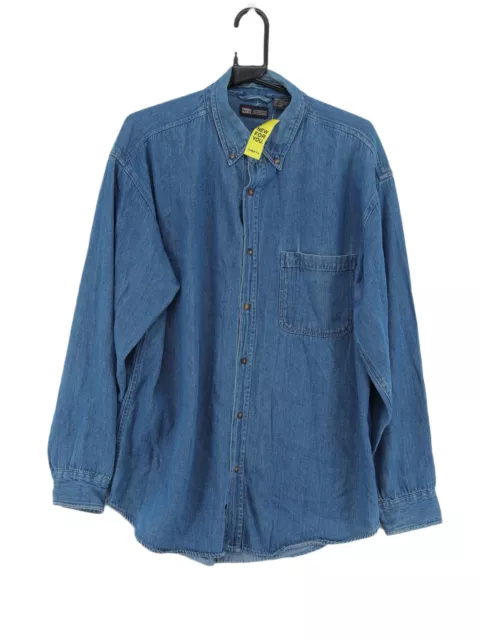 VINTAGE FADED GLORY Men's Shirt L Blue 100% Cotton Basic £8.20 ...