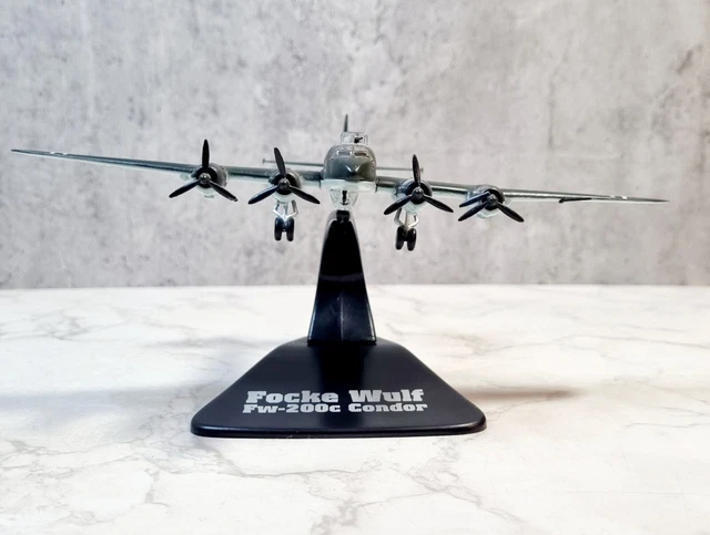 Atlas Editions Diecast Focke Wulf Fw-200C Condor 1.144 Scale Model With Stand