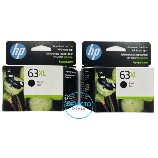 GENUINE 2-PACK HP 63XL Black Ink OFFICEJET 4650 4652 4654 4655 SEALED Box 2024