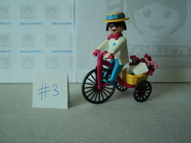Lot Vintage PLAYMOBIL Série Rose 1900 Belle Époque - Calèche, Vélo, Maison, Personnages - Année 1989