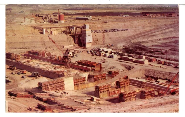 1954 - GARRISON DAM PROJECT, Powerhouse & Stilling Basin, ND Postcard