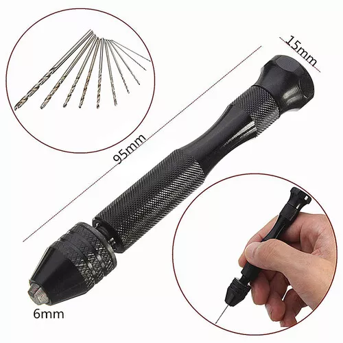 Mini Micro Aluminum Hand With Keyless Chuck +10x Twist Drills Rotary Tools XY