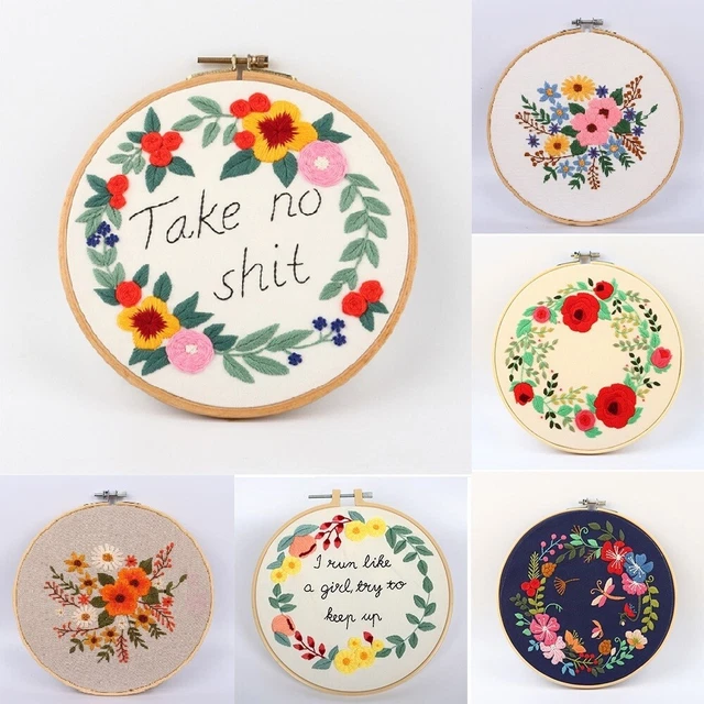 Kit de bordado hágalo usted mismo con patrón de flores para regalos y proyectos creativos de artesanía