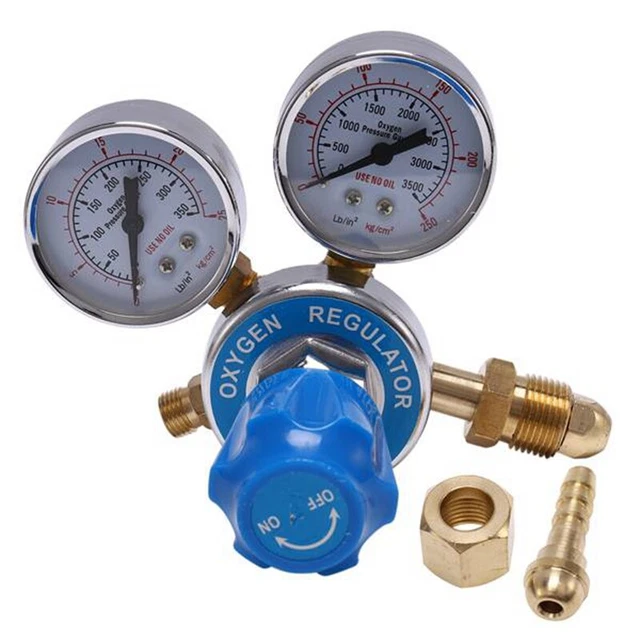 Regolatore bombole gas ossigeno O2 riduzione pressione inalatore doppio ManometeF3I6