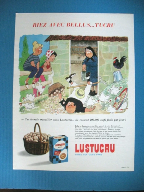 Publicite De Presse Lustucru Pates Aux Oeufs Illustration Bellus Ad 1965