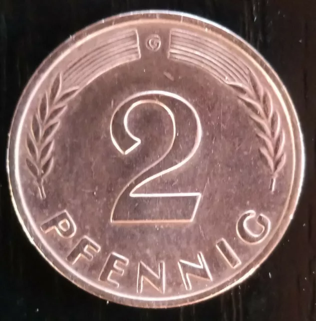 2 Pfennig Münze - Deutsche Mark - 1959 G - Umlauf Eichenblatt