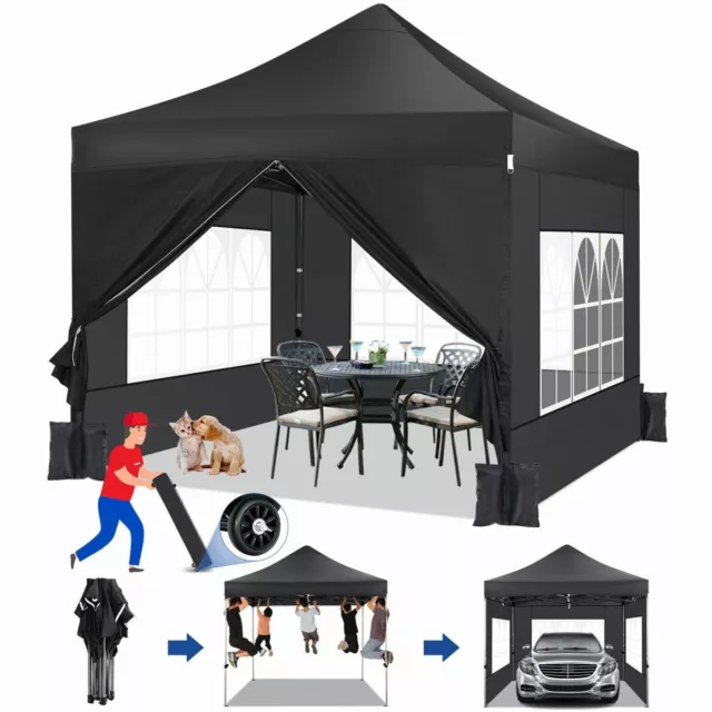 Pavillon 3x3m Faltpavillon Pop Up Wasserdicht Partyzelt Gartenzelt UV Schutz 50+
