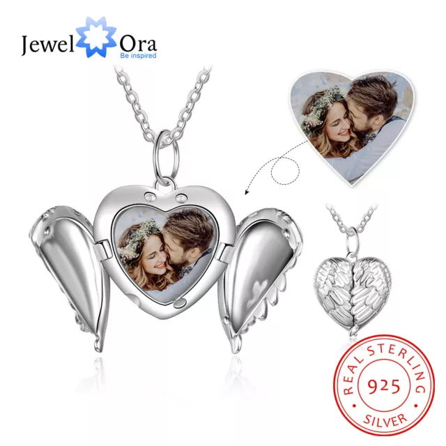 Sterling Silver Locket Pendant Personalized Photo Necklace For Women Mom Grandma