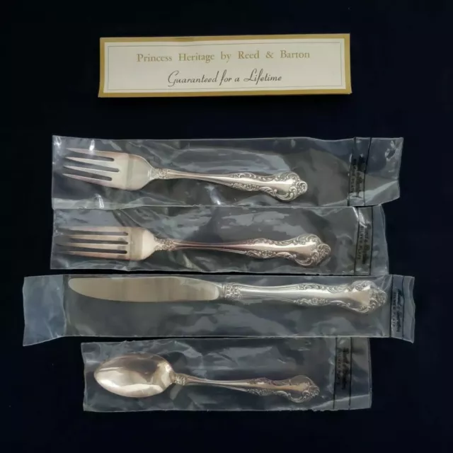 Reed & Barton Princess Heritage Silverplate Flatware Four Pieces NIB Silverware