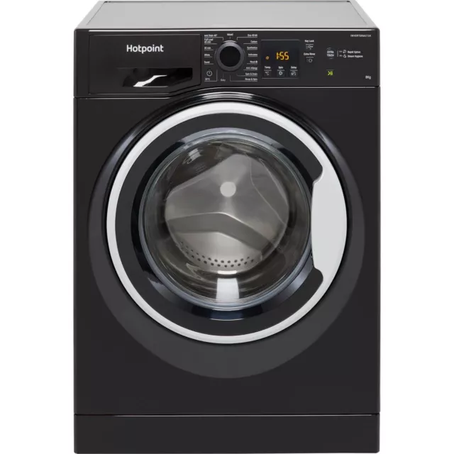 Hotpoint NSWM845CBSUKN 8Kg Washing Machine Black 1400 RPM B Rated